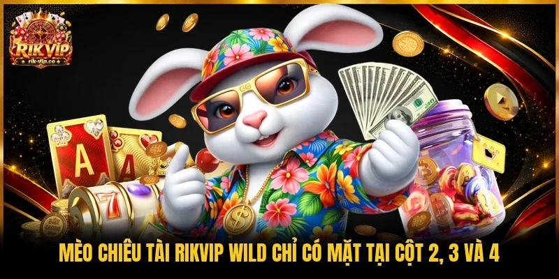 Mèo Chiêu Tài Rikvip WILD chỉ có mặt tại cột 2, 3 và 4